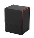 デッキケーストレカケース縦入れマグネットPUレザー100枚カードデッキケース各種カードゲームBOX(大型ケース4個収納可能黒内装赤)(ブラック内装赤)