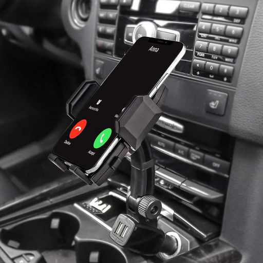 急速充電車載ホルダーデュアルUSBポー携帯カーマウント360度回転スマートフォンホルダー対応機種:3.5-6.8インチスマホ
