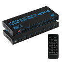 HDMIマトリックス4入力4出力4K@60HZHDR対応HDMIマトリックスセレクター4X4IRリモコン付きEDIDエクストラクタ4ポート切り替え4画面分配HDCP2.2、RGB4:4:4、YUV4:4:4