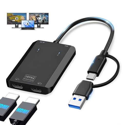 USB3.0toHDMIアダプター[1080PフルHD対応]HDMIスプリッターデュアルモニター用画面拡張コンバーター1イ..