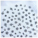 ネイルスタッズ50個セット3D立体かわいいメタルパーツリボン星月ハート花蝶結びネイルパーツ合金小さいネイルストーンデコパーツスタッズパーツDIY手芸ハンドメイドネイル用品(シルバー)