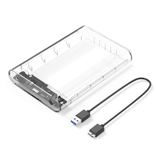 Display Covers - ORICO3.5インチHDDケースUSB3.0ドライブケースSATA3.0接続5Gbps転送3.5”HDD対応16TBまで電源アダプター付静電気防止PC材料工具不要透明ケース