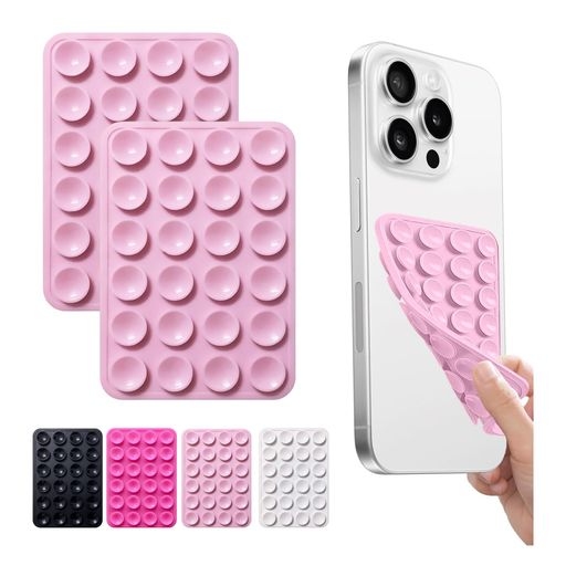 aninako スマホ 吸盤 2枚入り/4枚入り 両面吸盤 24 グレイン高密着 7.7x5.3cm 強力吸着 滑り止め ガラス 鏡 タイル対応 両手解放で自撮り ビデオ通話 料理補助に便利 iPhone/Android 全機種対応 (2, ラ…