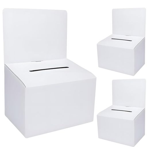 【商品仕様】:15*15*30cm、 (3個) 色:ホワイト 【高品質の素材】:紙製、厚紙なので型崩れしにくく。 【使いやすい】:箱を所定の形に折り曲げるだけで完成します。 【製品特徴】:白無地なのでオリジナルデザインの抽選箱が作れます。 【幅広い用途】: 抽選箱、投票箱、募金箱、提案箱、カードボックスなどとして使用できます。 募金活動、チャリティーイベント、展示会、投票所、競技会などで幅広く使用できます。