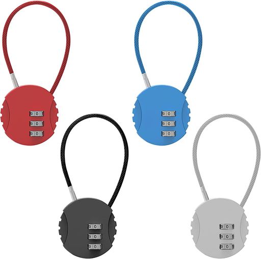 4個セット南京錠TSAロックダイヤル式ワイヤーロック暗証番号スーツケース海外旅行用鍵ジムロッカー荷物..