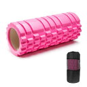 BTTIMEフォームローラーグリッドフォームローラーフィットネスストレッチ器具収納バッグ付きヨガポールトレーニングスポーツ(ピンク)