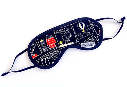 吸水速乾クールマックスでさらっと爽快つけ心地スヌーピーアイマスクストーリー柄ネイビー