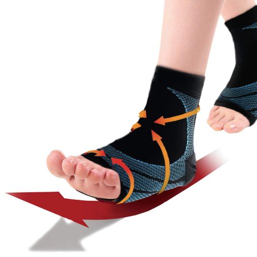 Bhcanae足首サポータースポーツ用足首用ソックスアーチサポーター(Lブラックブルー)