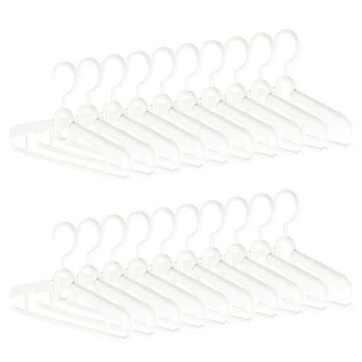 シンコハンガー(Shinkohanger)シャツハンガースライド幅27~40cm衣類ハンガー肩幅調整かたくずれ防止回転フックおしゃれ子供用女性用スカート日本製ホワイト20本セット