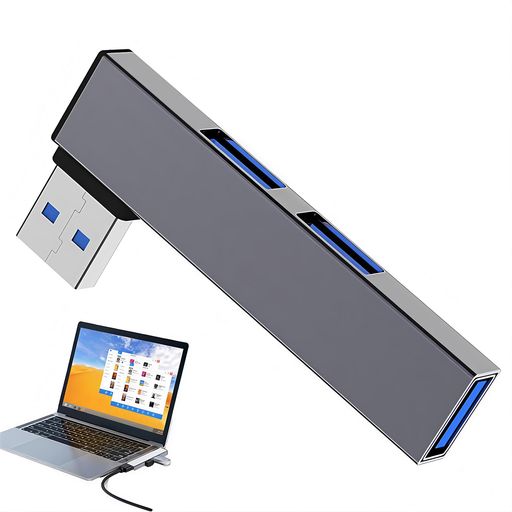 GinhkokノートパソコンのUSBポート拡張ハブ90度ポータブルUSB3.0グレー5Gbps速度のポータブルハブアダプタラップトップ用高速放熱多機能プラグインコンピュータ