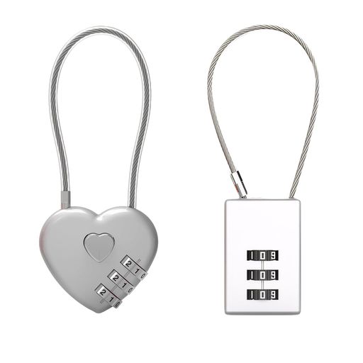 BLOOPIC南京錠ダイヤル錠(2個セット)小型ワイヤーロック3桁ダイヤル式ハート型四角型バッグ用ロック亜..