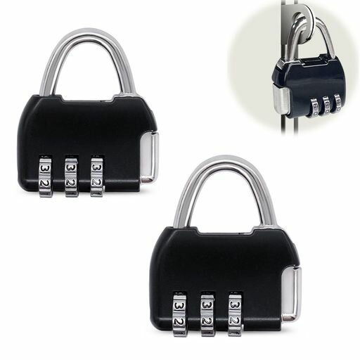南京錠ダイヤル式3桁亜鉛合金ワイヤーロック2個セットスーツケース鍵小型補助錠錠前盗難防止貴重品入れ..