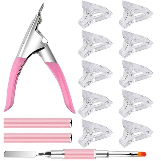 12個セットジェルネイルエクステンションキットネイルチップクリップネイルクリップ10アクリルネイルチ..