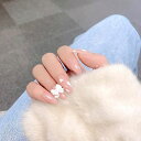 24枚セットネイルチップハート形蝶结びの装飾遊園地デートレジャーとんがり爪飾り偽の爪披露宴パーティー二次会入学式卒業式入園式成人式花火大会お花見