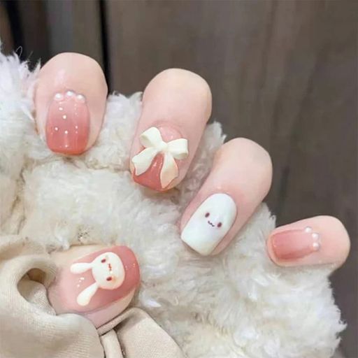 24本のネイルピースピンクのウサギ蝶结び成人式披露宴パーティー二次会結婚式ネイル 24本のネイルピースピンクのウサギ蝶结び成人式披露宴パーティー二次会結婚式ネイル