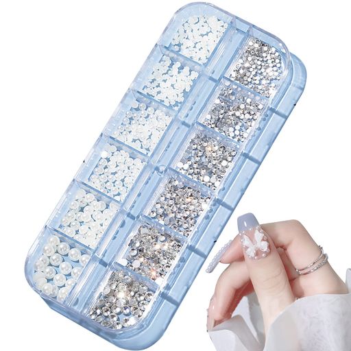 ラインストーンネイル丸クリアネイルストーン半円パールネイルパーツデコ3Dガラスストーンネイルアート..