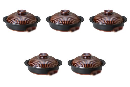 5個セット菊花アメ6号鍋[21x19x11cm]|萬古焼土鍋萬古焼直火(鍋のみ)セトモノホンポ(Setomonohonpo)