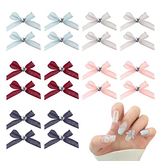 nalainaリボンネイルパーツ【20個セット】ネイルデコパーツリボンハート大きめ蝶結び3D立体ネイルアー..