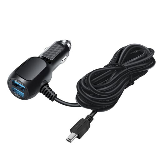 OBEST シガープラグコード シガー電源ケーブルドライブレコーダー 2A+3.5A mini USB 12-24V ドライブレコーダー用ユニバーサルシガーライター電源ケーブル 3.5M