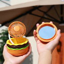 充電可能なハンブルクミニファン、鏡付きのアイデアかわいいおもちゃファン、3速モード、夏の家族や友人へのプチギフト。