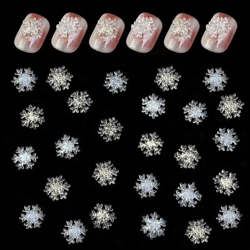 ネイルパーツ雪の結晶100個セットネイルパーツクリスマス立体透明クリア冬雪スノー可愛いおしゃれネイルストーンネイルアートパーツデコパーツジュエリーパーツアクセサリーDIY手芸素…(4)