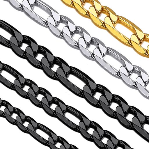 [Suplight] ネックレス メンズ チェーン ステンレス フィガロチェーンネックレス レディース ブラック 黒 6mm 55cm アクセサリー