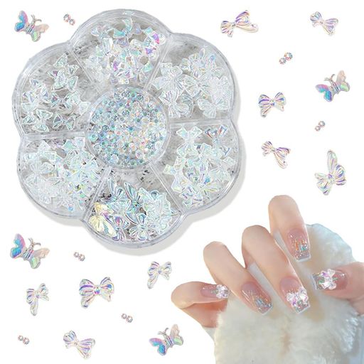 ネイルパーツネイルアートジュエリーパーツストーンジェルネイルパーツ3D立体ネイルデコパーツ蝶結びグ..