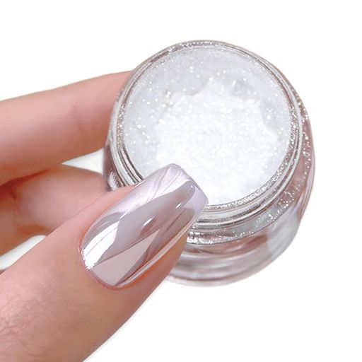 ミラーパウダー白ミラーネイルネイルパーツミラーネイルパウダーシルバーホワイトオーロラ偏光キラキラネイル工房パールジェルネイルパウダー