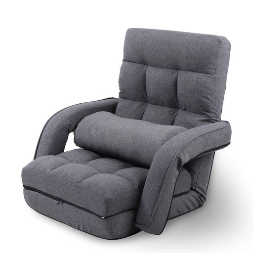 KAGMII座椅子リクライニングハイバック肘掛け付きコンパクト折りたたみ座椅子ソファーソファーベッド1人掛け寝れる椅子腰が痛くならないフロアチェアクッション付き(3.0)