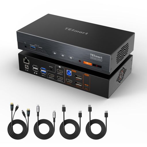TESmartKVMスイッチ2入力3出力MacBookユーザー専用USB-C+DP+HDMIDisplayLink技術対応4K@60HzドッキングステーションKVM切替器2PC3モニター用MacBookUSB-Cポート