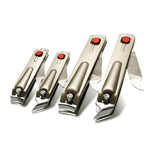 プレミアム4点セット角度付き爪切り男女兼用ステンレス製爪切りと爪やすり付き爪やすりカーブ刃切れ味滑り止め操作簡単安全赤ちゃん、子供/大人/高齢者へのプレゼントに最適