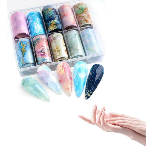 10色のフォイルで無限のデザインマーブルネイルが思いのまま(XKZ2073)