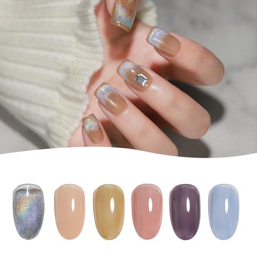 マグネットジェルCoikazeオーバルキャッツアイジェル6色セットギャラクシーカラージェル猫目キャツアイUV・LED対応(レインボー)