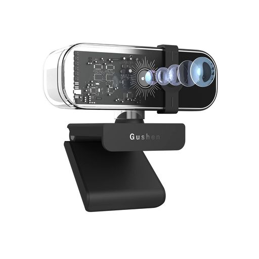 Gushen ウェブカメラ 4K UHD 1200万画素 - WEBカメラ 自動調光補正/モーショントラッキング/高速オートフォーカス/マイク付き ノイズキャンセリング機能/プライバシーカバー/USBプラグ&プレイ