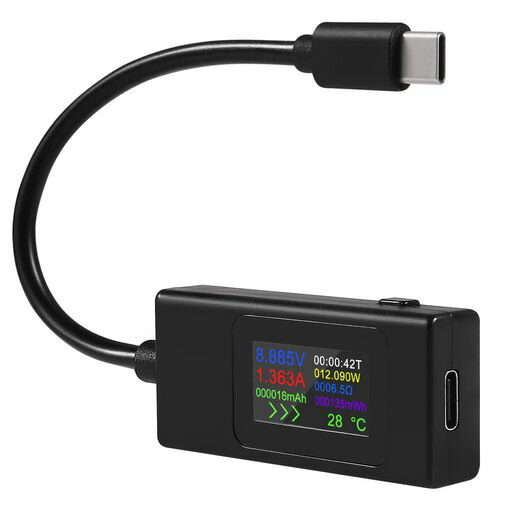 1個Type-CUSB-Cテスター電流メーター4-30V5V12V24V0-6.5A120Wパワーメーターマルチメーター電流計タイ..