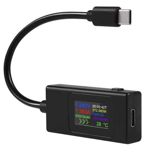 1個 Type-C USB-Cテスター 電流メーター 4-30V 5V 12V 24V 0-6.5A 120W パワーメーター マルチメーター 電流計 タイプC USB充電器テスター カラーディスプレイ 容量高速充電コンバーター (Type-C ブラック)