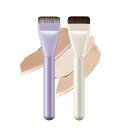 DOYIMEファンデーションブラシ【2本セット】フラットメイクブラ平型極細メイクブラシリキッドファンデーションブラシ超柔らかい肌に優しいやわらかい薄い伸ばしやすいリキッドファン…