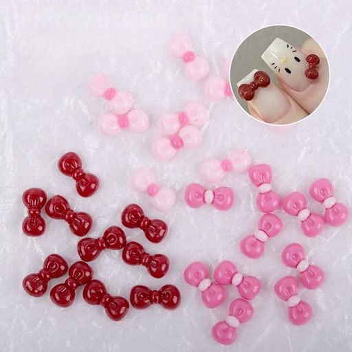 三色蝶結びネイルアートストーン30個ネイルパーツ5D手芸リボン異なるリボンのスタイルオーロラ漫画かわ..