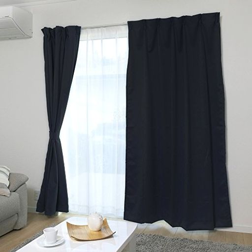 アイリスプラザ(IRISPLAZA)カーテン1級遮光丈200cm1枚UVカット率85%【節電/省エネ】断熱効果50%・保温効果30%以上洗濯機対応リビング・寝室用プライバシー保護幅150cmx丈200cmブラック