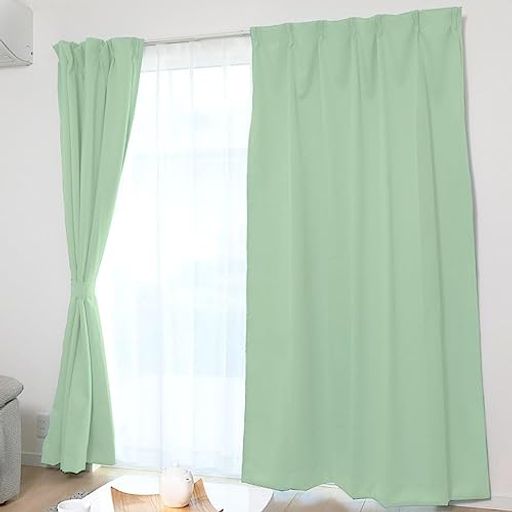 乐天商城 - アイリスプラザカーテン1級遮光丈200cm1枚UVカット率85%【節電/省エネ】断熱効果50%・保温効果30%以上洗濯機対応リビング・寝室用プライバシー保護幅150cmx丈200cmグリーン