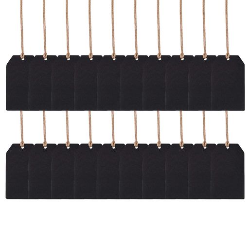 nalainaミニ黒板ボトルネーム(20個セット)ボトルネームプレート黒板木製ボトルタグカフェギフトラベル菓子屋結婚式パーティープレート撮影用黒板両面麻縄付きブ...