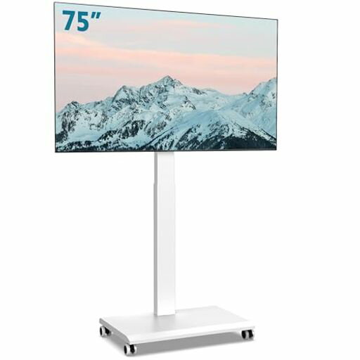 FITUEYESテレビ台テレビスタンド昇降式壁寄せ32-75インチ対応高さ調整簡単ハンドル付手回り昇降式首振り可チルト機能キャスター付き移動式耐荷重40kg鉄製SD-A106002MW