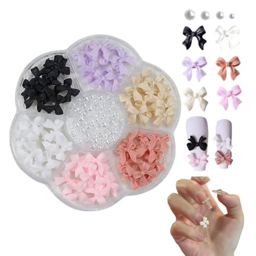 KALOLINNAネイルパーツ3D立体リボン蝶結び半円パールネイルアートパーツネイル装飾DIYジュエリーパーツ..