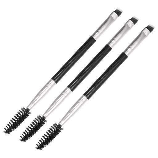 VOCOSTEソフト両面アイブロウブラシ女性用斜め眉ブラシまつげエクステブラシアイメイク用銀色3(4.0)