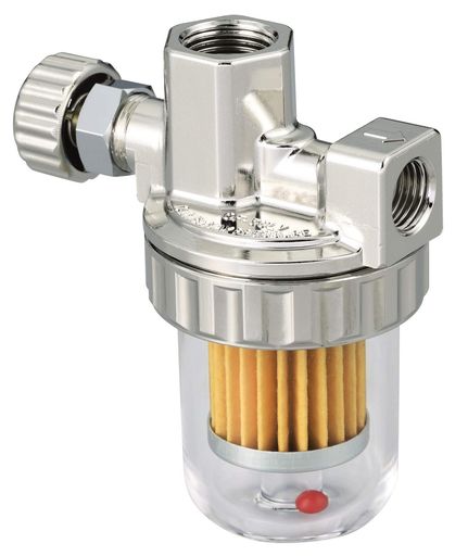 灯油タンク等に設置します。 異物(錆、ゴミ等)を除去し、配管・機器の破損を防止します。