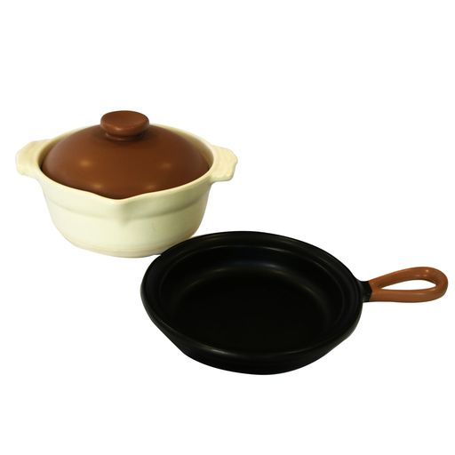 萬古焼耐熱陶器オーブン対応「Bi-colorバイカラー」土鍋片手鍋ナポリ土鍋容量約480ml片手鍋容量約170ml..