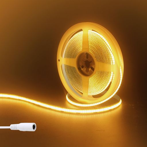 12V入力:COB LEDストリップライト(5521DCメスコネクター付き)は、安全な12V低電圧駆動で感電リスクがなく、5.5x2.1mmオスDCコネクター付き12V電源があれば差し込むだけで使用可能です(電源アダプターは別売)。推奨電源は、2m/3m用に12V 2A 24W、5m用に12V 3A 36W、10m用に12V 5A 60Wのアダプターをご利用ください。 仕様:5521DCメスコネクター付き、8mm幅の超薄型設計で狭いスペースにも最適、320LEDs/mの高密度配置、10W/mの消費電力、CRI80の演色性を備えたメッキ加工片面パネルライトストリップ。IP20防水等級(非防水)のため屋外使用は推奨されません。 320LEDストリップライト:Clearhill 12V COB 320LEDストリップライトは、従来のSMDタイプと比べて高密度なLEDチップを採用し、1メートルあたり320個のLEDを配置したCOB集積パッケージ技術により、シームレスで均一な光を実現。目に見える切れ目や眩しさがなく、目に優しい柔らかな光です(電源アダプターは付属しません)。
