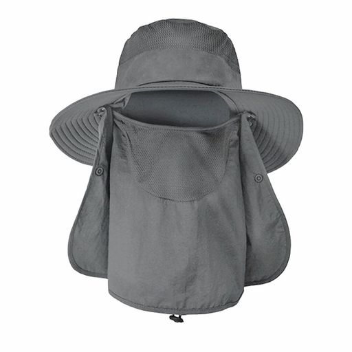 [QIKEJI] サファリハット レディース 日除け帽子 メンズ 登山 帽子 フィッシングハット日焼け防止 メンズ メッシュ 紫外線対策 防水 防風 防塵 男女兼用 釣り 登山 アウトドア スポーツ(グレ…
