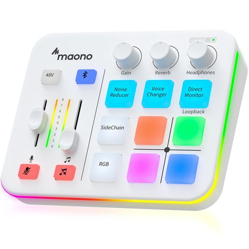 MAONO ゲーミングオーディオミキサー オーディオインターフェース ミュート ボイスチェンジャー リバーブ PC/スマホ/マイク/ヘッドホン対応 オーディオミキサー ゲーム用 配信 ポッドキャ…