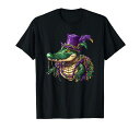 マルディゲーターマルディグラビーズマスクデザインクロコダイルとクロコダイルTシャツ